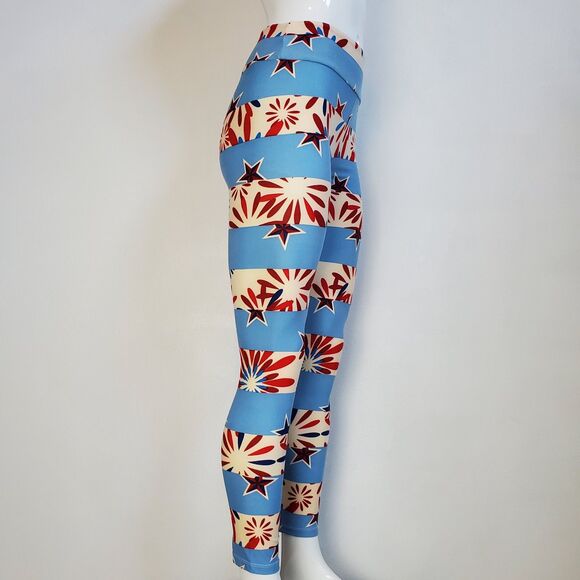 NEW LuLaRoe Light Blue Fireworks Leggings - Picture 3 of 8